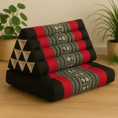 Black Thai Triangle Pillow with One Fold Cushion