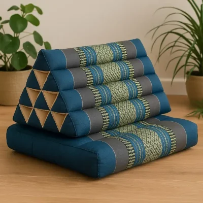 Blue Thai Triangle Pillow with One Fold Cushion