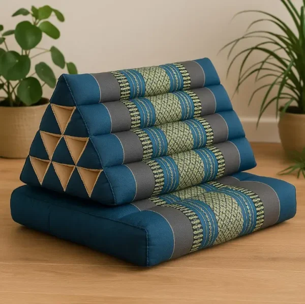 Blue Thai Triangle Pillow with One Fold Cushion