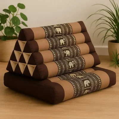 Dark brown Thai Triangle Pillow with One Fold Cushion