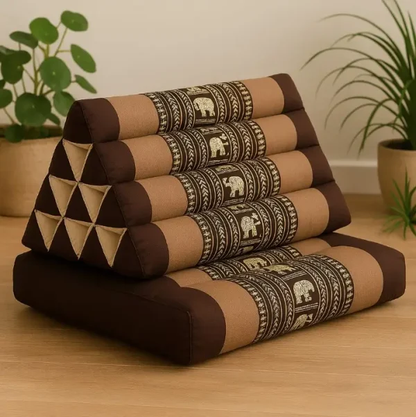 Dark brown Thai Triangle Pillow with One Fold Cushion