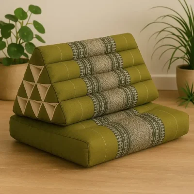 Olive Green Thai Triangle Pillow with One Fold Cushion