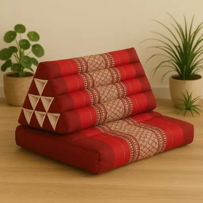 Red Thai Triangle Pillow with One Fold Cushion